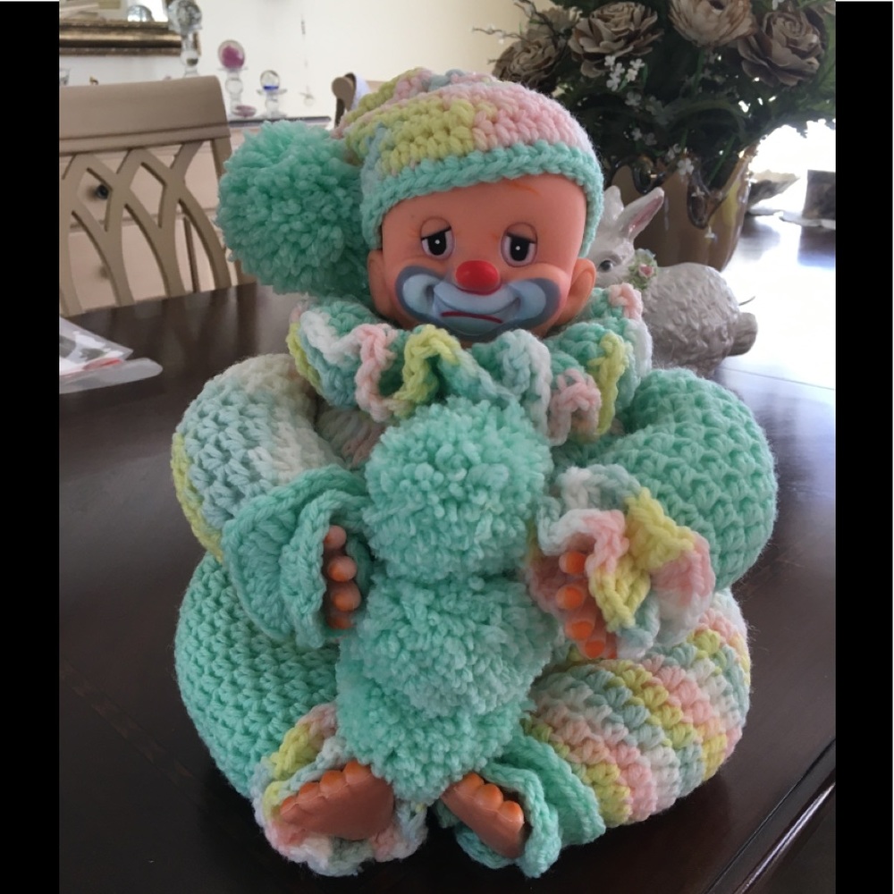 Handcrafted crocheted clown